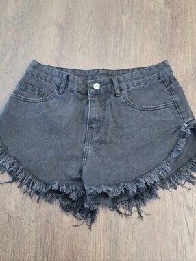 Black Distressed Denim Shorts Womens Small